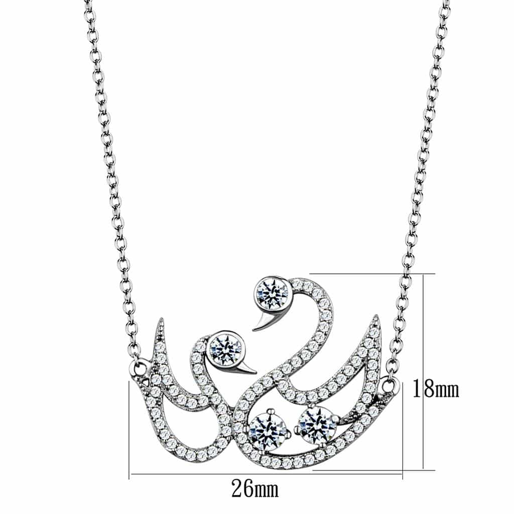 Sterling Silver CZ Pave Double Swan Bird Pendant view 5