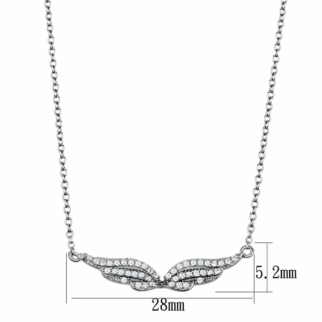 Sterling Silver CZ Pave Angel Wing Bar Pendant view 2