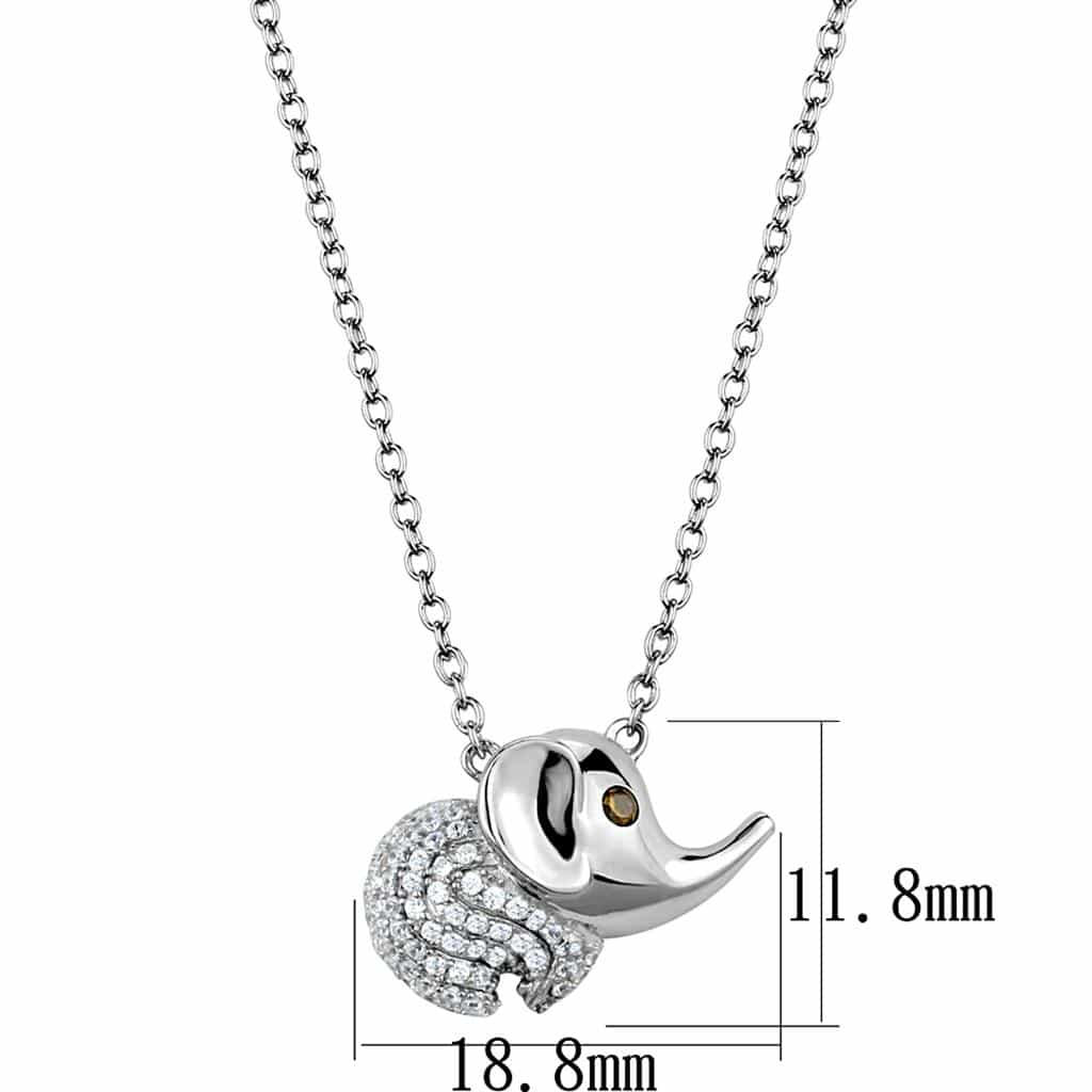 Sterling Silver CZ Pave Elephant 3D Pendant view 5