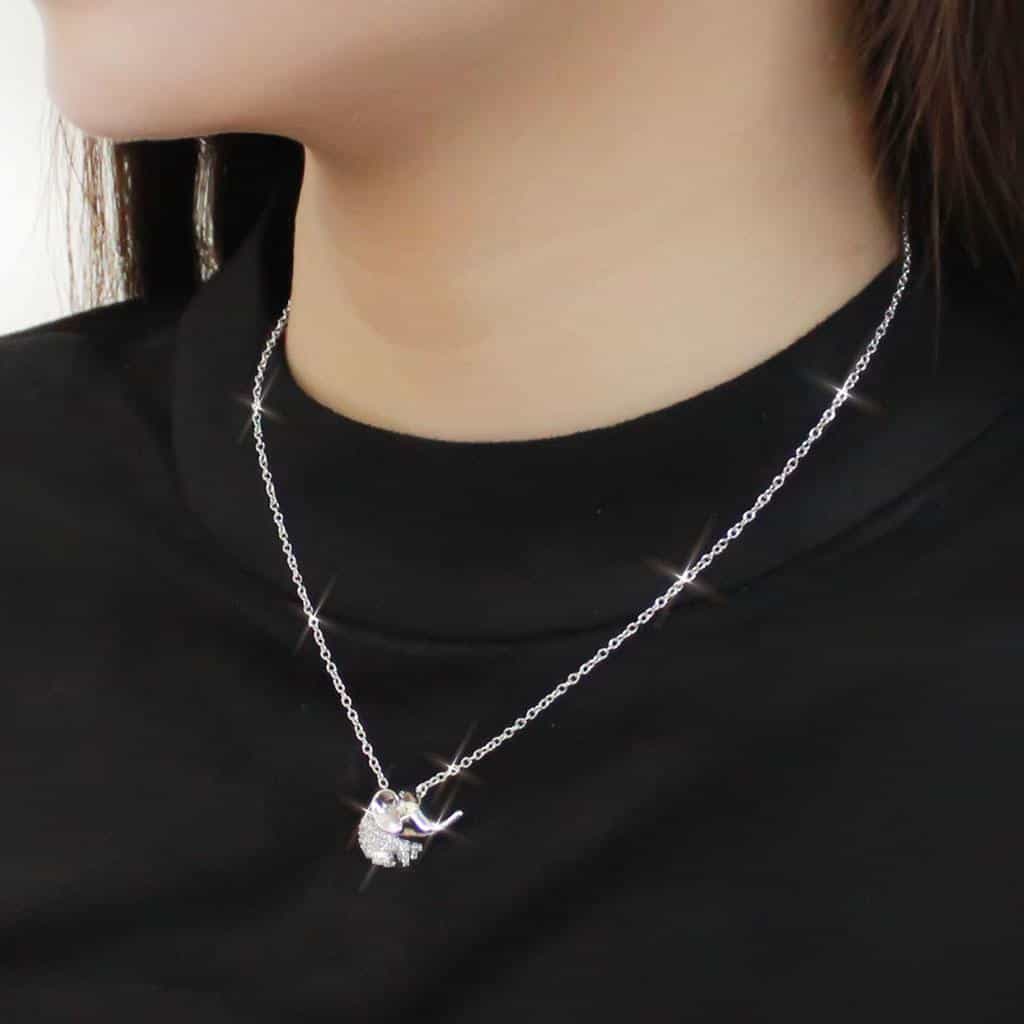 Sterling Silver CZ Pave Elephant 3D Pendant view 3