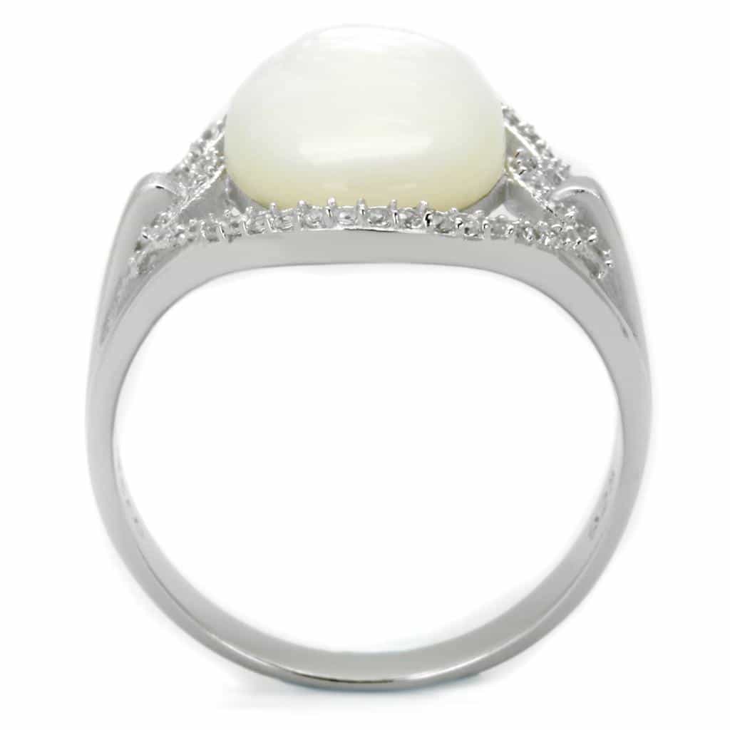 Sterling Silver Opal Oval Cabochon Halo Split Shank Ring view 3
