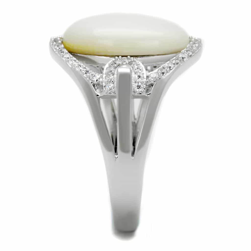 Sterling Silver Opal Oval Cabochon Halo Split Shank Ring view 9