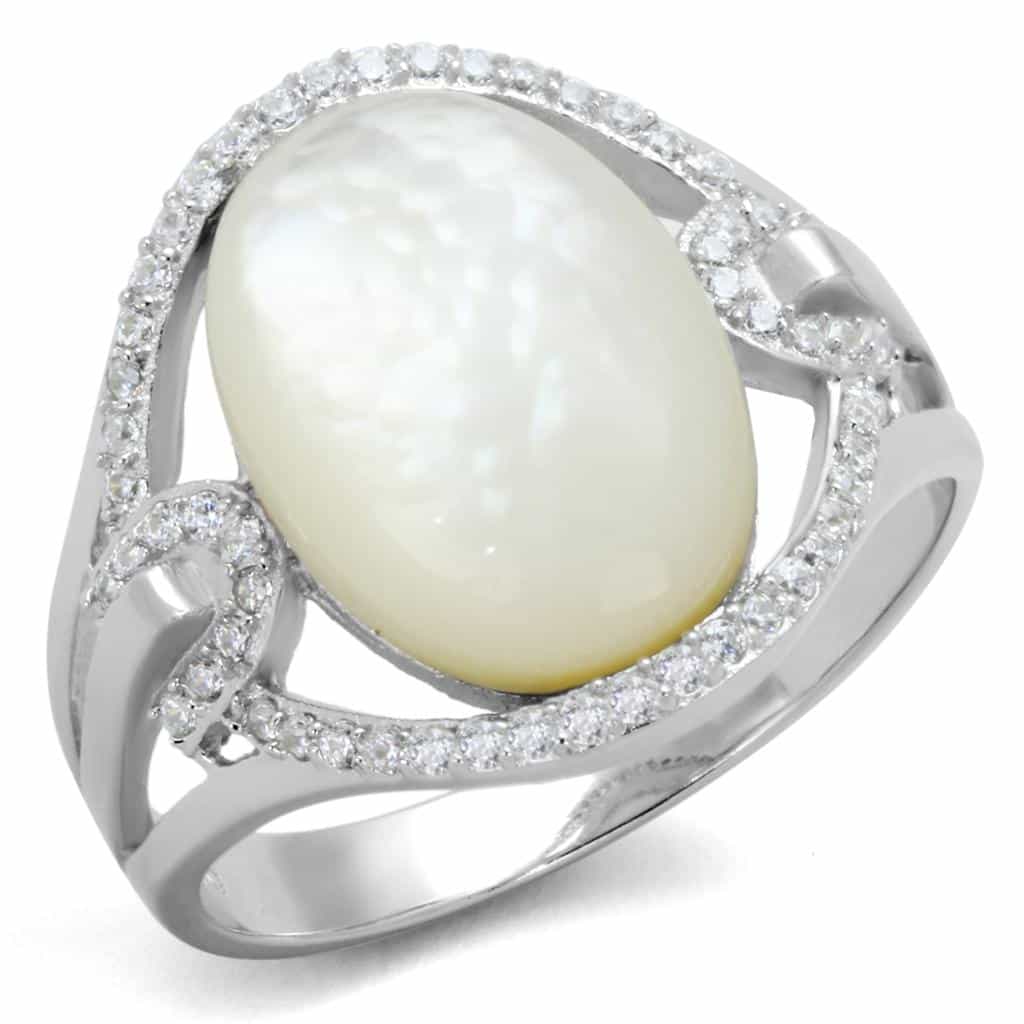 Sterling Silver Opal Oval Cabochon Halo Split Shank Ring view 10