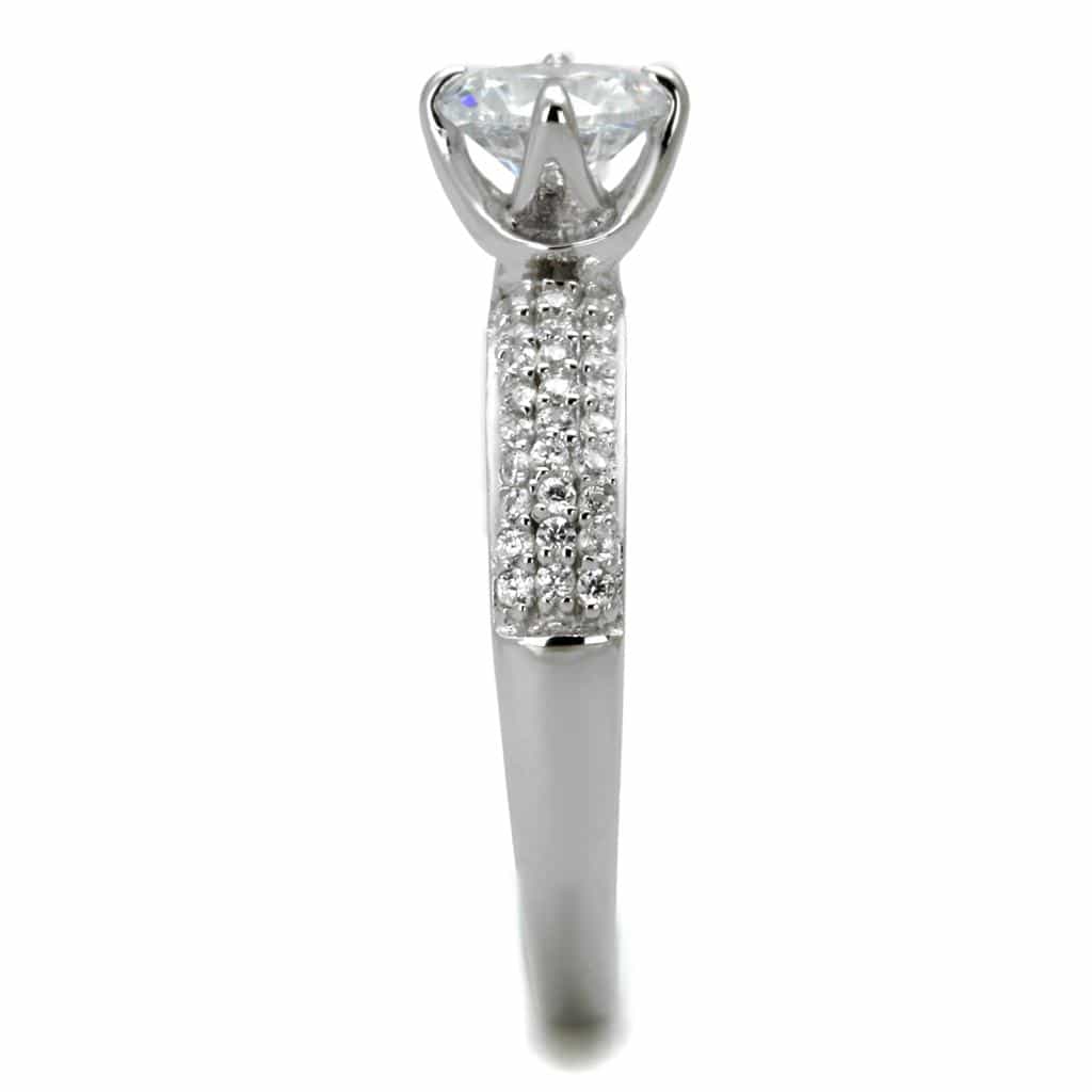 Sterling Silver CZ Round Multi Row Pave Cathedral Wide Ring view 9