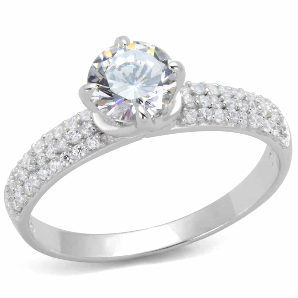 Sterling Silver CZ Round Multi Row Pave Cathedral Wide Ring view 5