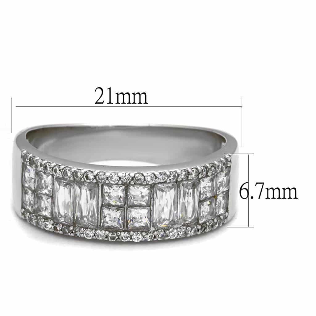 Sterling Silver CZ Baguette Princess Channel Wide Eternity Ring view 7