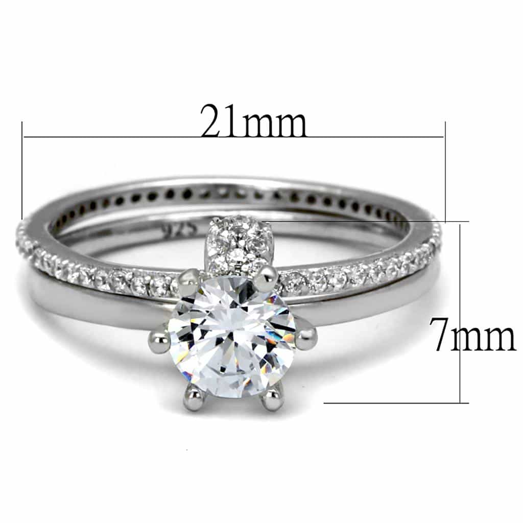 Sterling Silver Gold Two Tone CZ Oval Solitaire Pave Thin Ring view 7