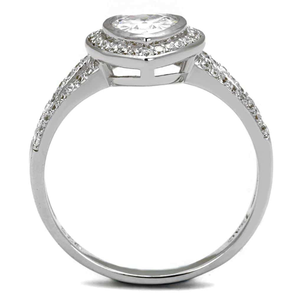 Sterling Silver CZ Pear Bezel Halo Split Shank Pave Ring view 3