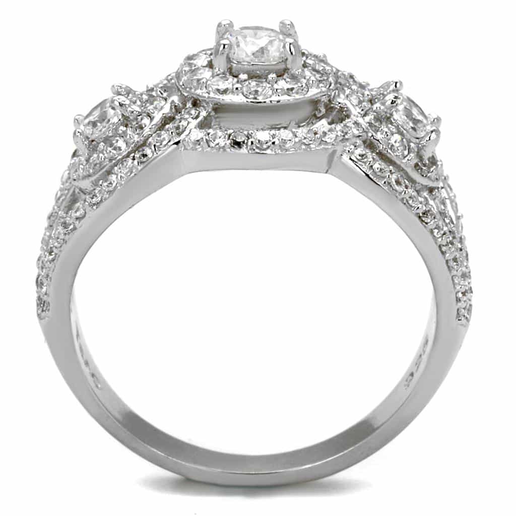 Sterling Silver CZ Triple Round Halo Infinity Wide Ring view 3