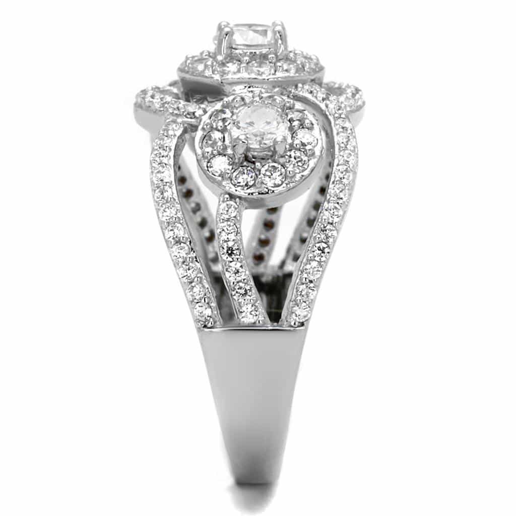 Sterling Silver CZ Triple Round Halo Infinity Wide Ring view 9