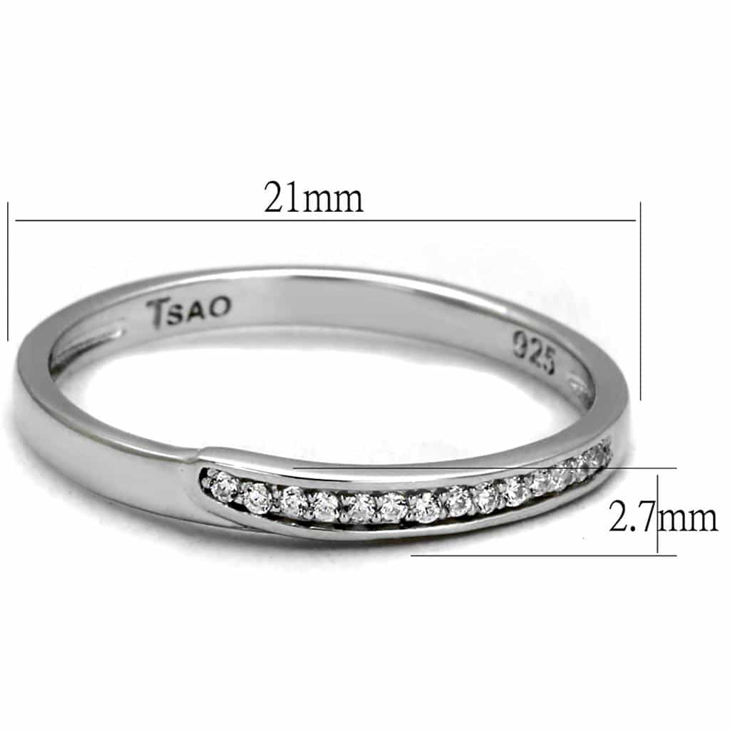 Sterling Silver CZ Pave Half Eternity Curved Band Ring view 7