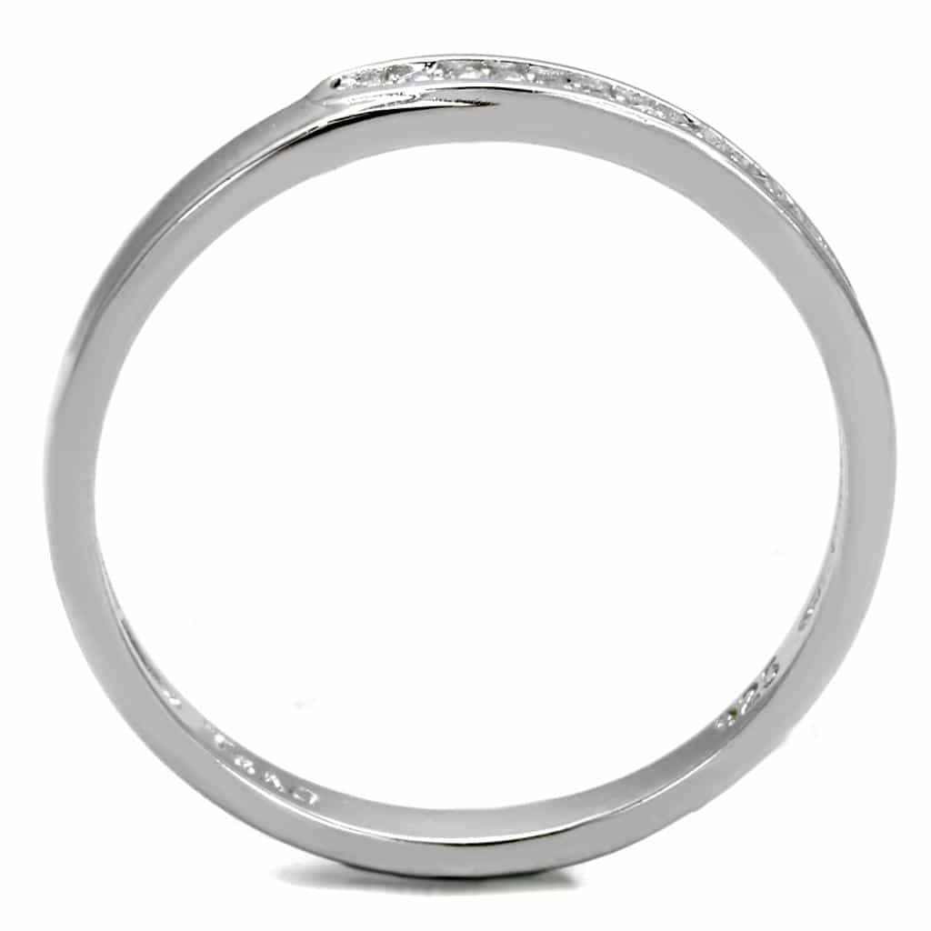 Sterling Silver CZ Pave Half Eternity Curved Band Ring view 8