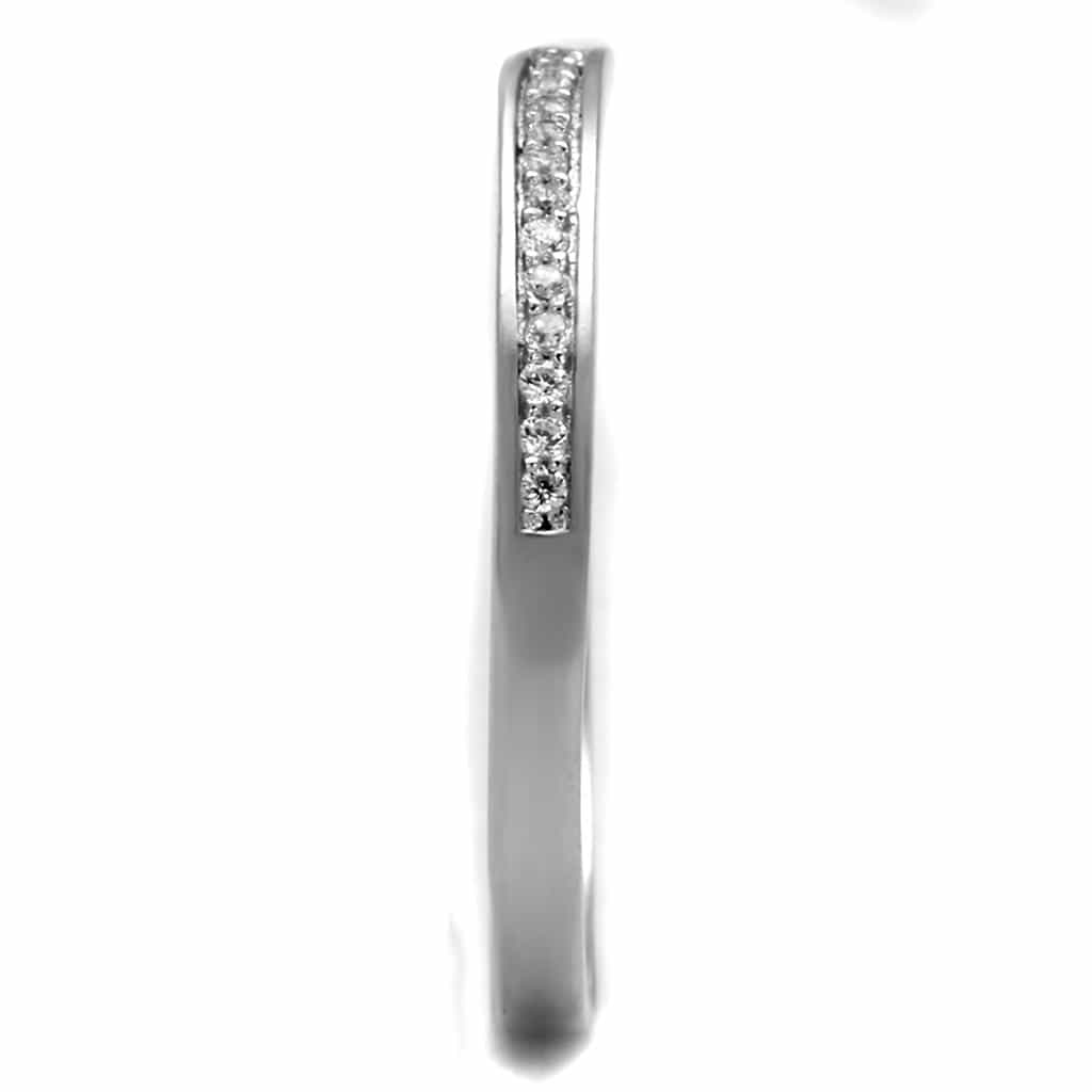Sterling Silver CZ Pave Half Eternity Curved Band Ring view 9