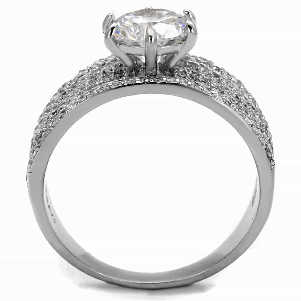 Sterling Silver CZ Round Multi Row Pave Wide Cathedral Ring view 8