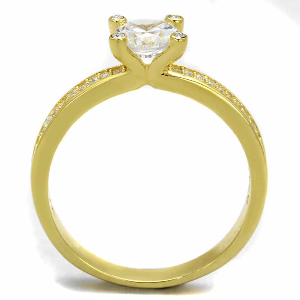 Sterling Silver Gold Two Tone CZ Round Solitaire Milgrain Ring view 8