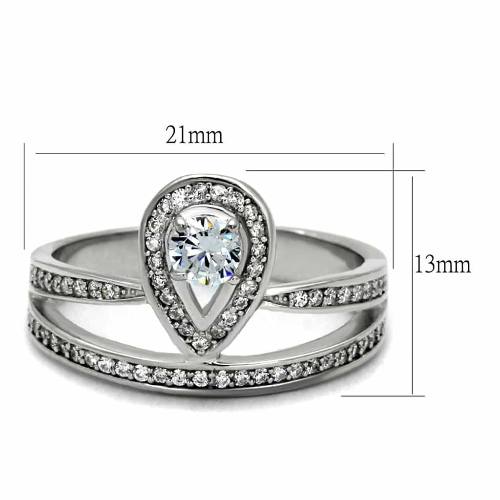 Sterling Silver CZ Pear Halo Multi Row Pave Ring view 7