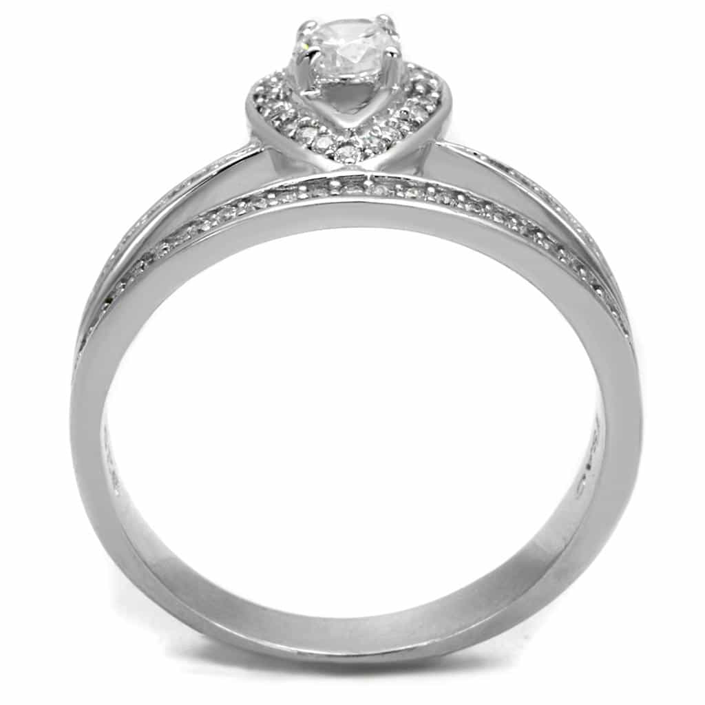 Sterling Silver CZ Pear Halo Multi Row Pave Ring view 8