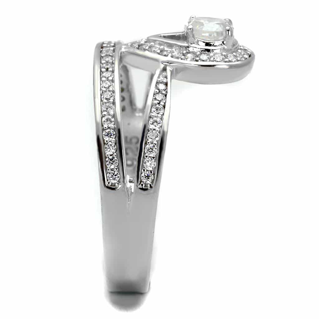 Sterling Silver CZ Pear Halo Multi Row Pave Ring view 9