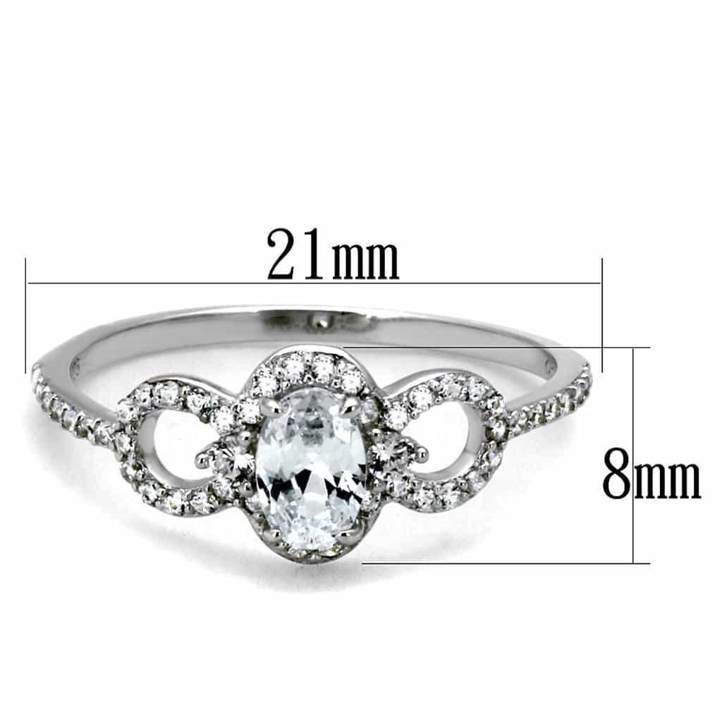 Sterling Silver CZ Oval Infinity Loop Halo Pave Ring view 2