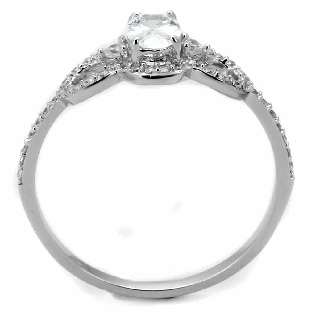 Sterling Silver CZ Oval Infinity Loop Halo Pave Ring view 3