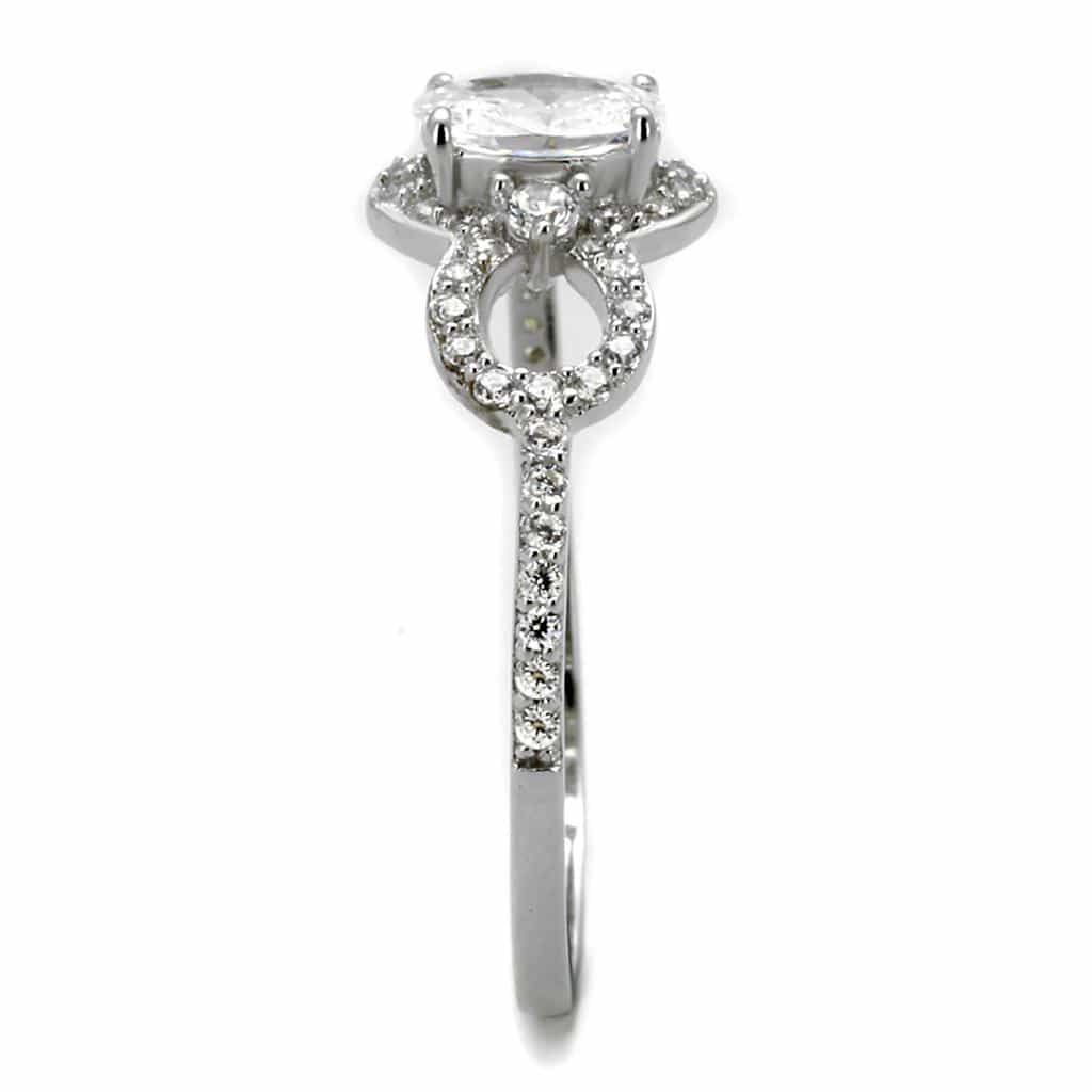 Sterling Silver CZ Oval Infinity Loop Halo Pave Ring view 9