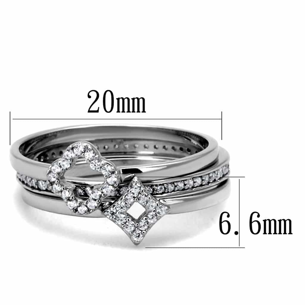 Sterling Silver CZ Diamond Kite Twist Pave Stack Ring view 7