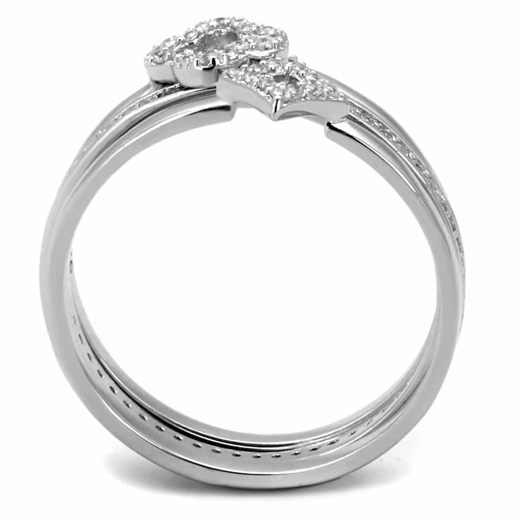 Sterling Silver CZ Diamond Kite Twist Pave Stack Ring view 8