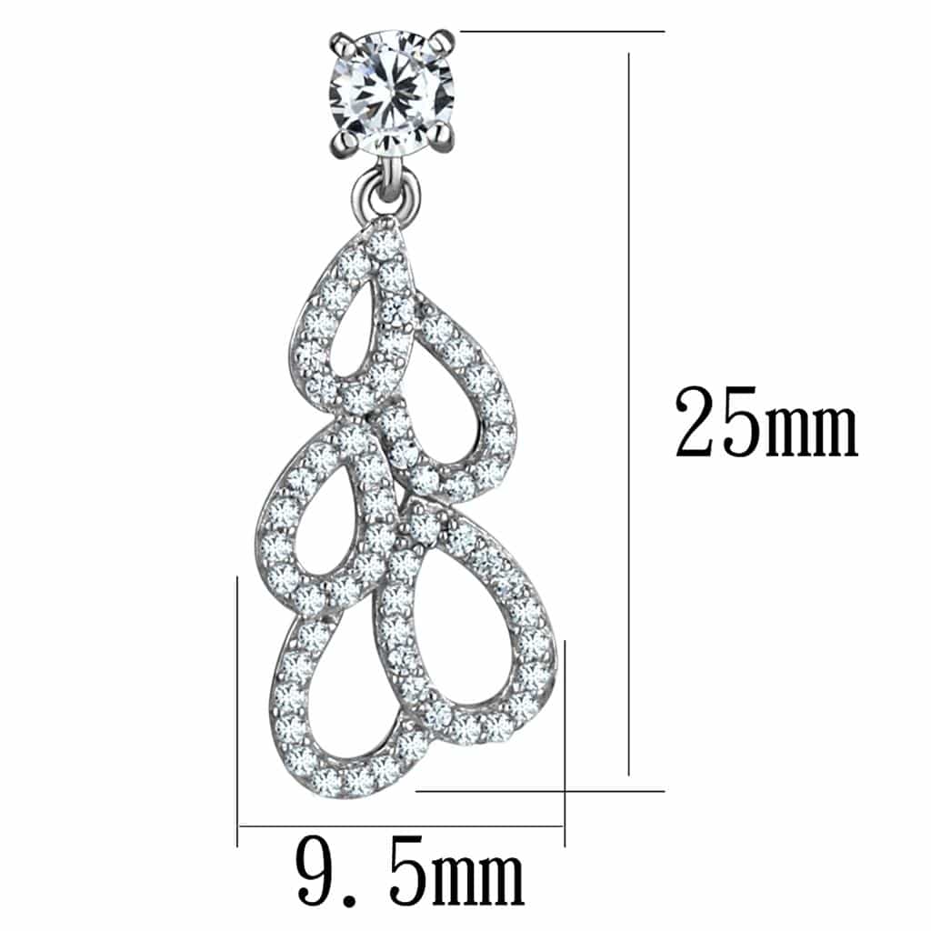 Sterling Silver CZ Pave Infinity Twist Long Drop Earrings view 2
