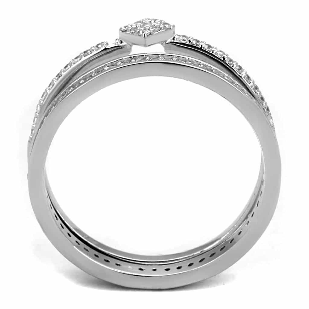 Sterling Silver CZ Marquise Pave Channel Bridal Set Ring view 8