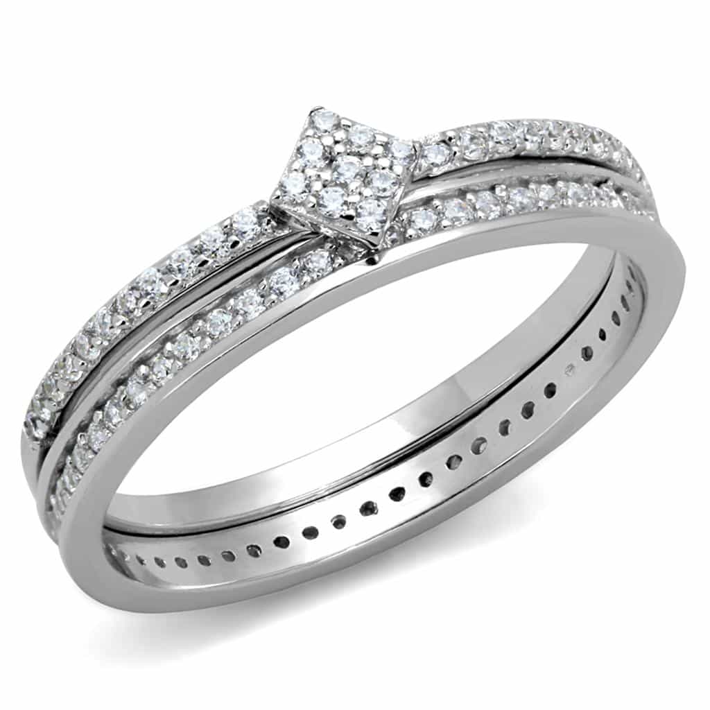 Sterling Silver CZ Marquise Pave Channel Bridal Set Ring view 10