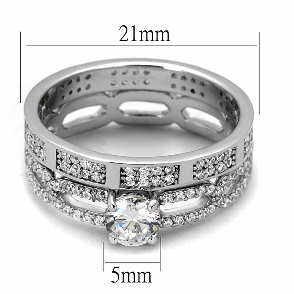 Sterling Silver CZ Pave Infinity Crossover Channel Bridal Ring view 7