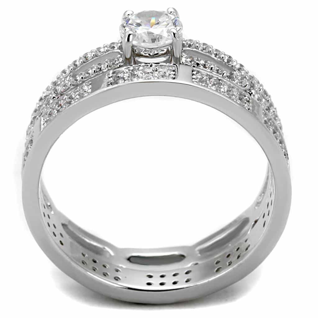 Sterling Silver CZ Pave Infinity Crossover Channel Bridal Ring view 8