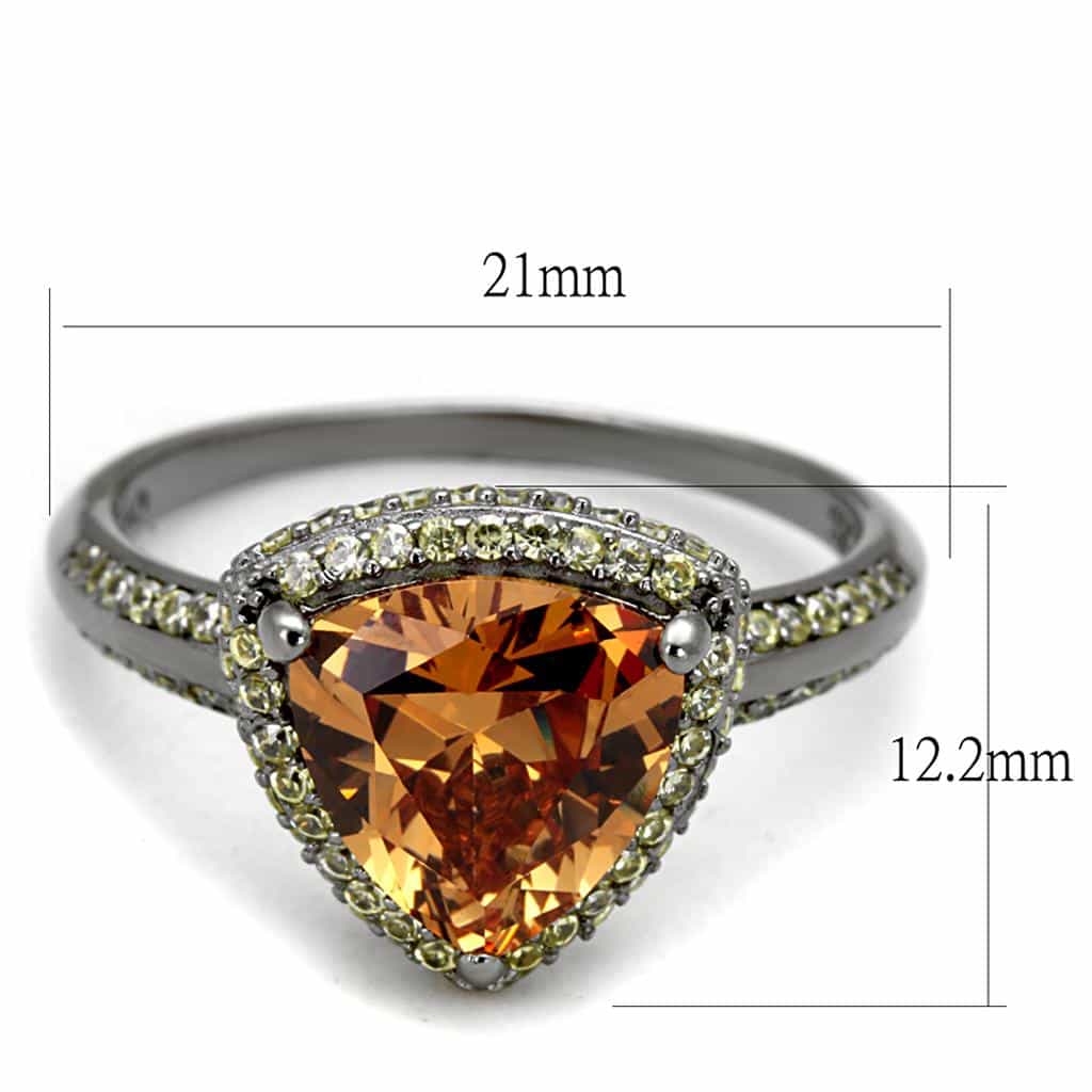 Sterling Silver Champagne Citrine Heart Halo Yellow CZ Necklace view 7