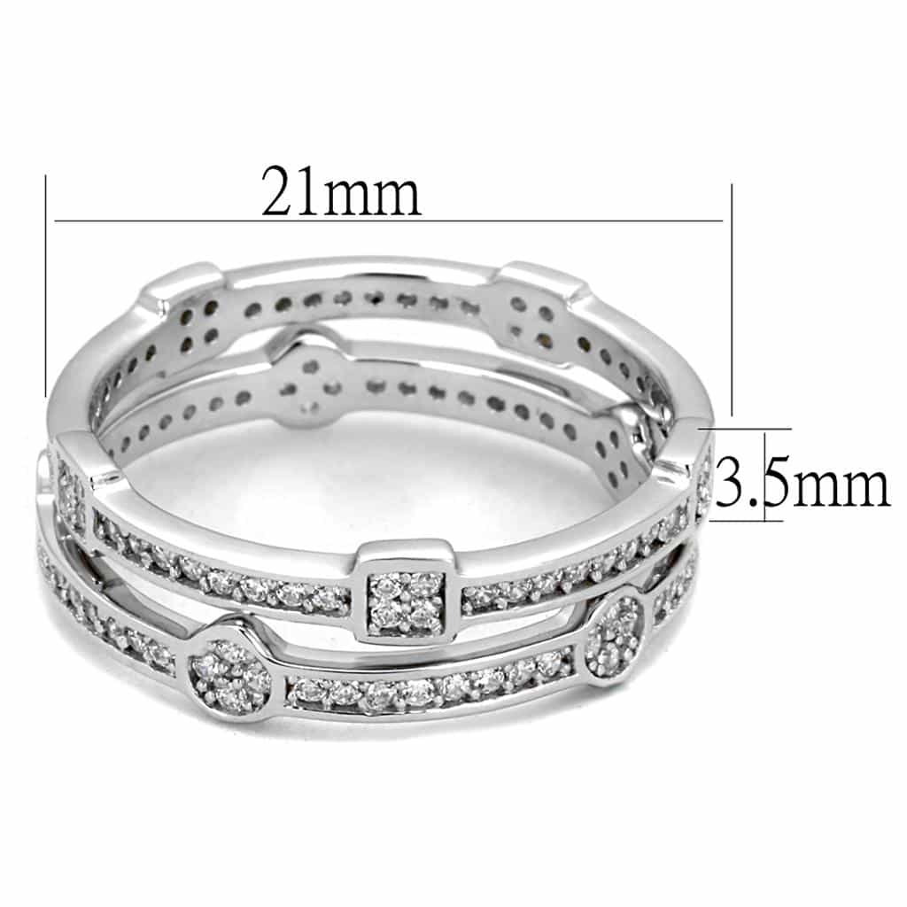 Sterling Silver CZ Bezel Station Band Bangle Ring view 7
