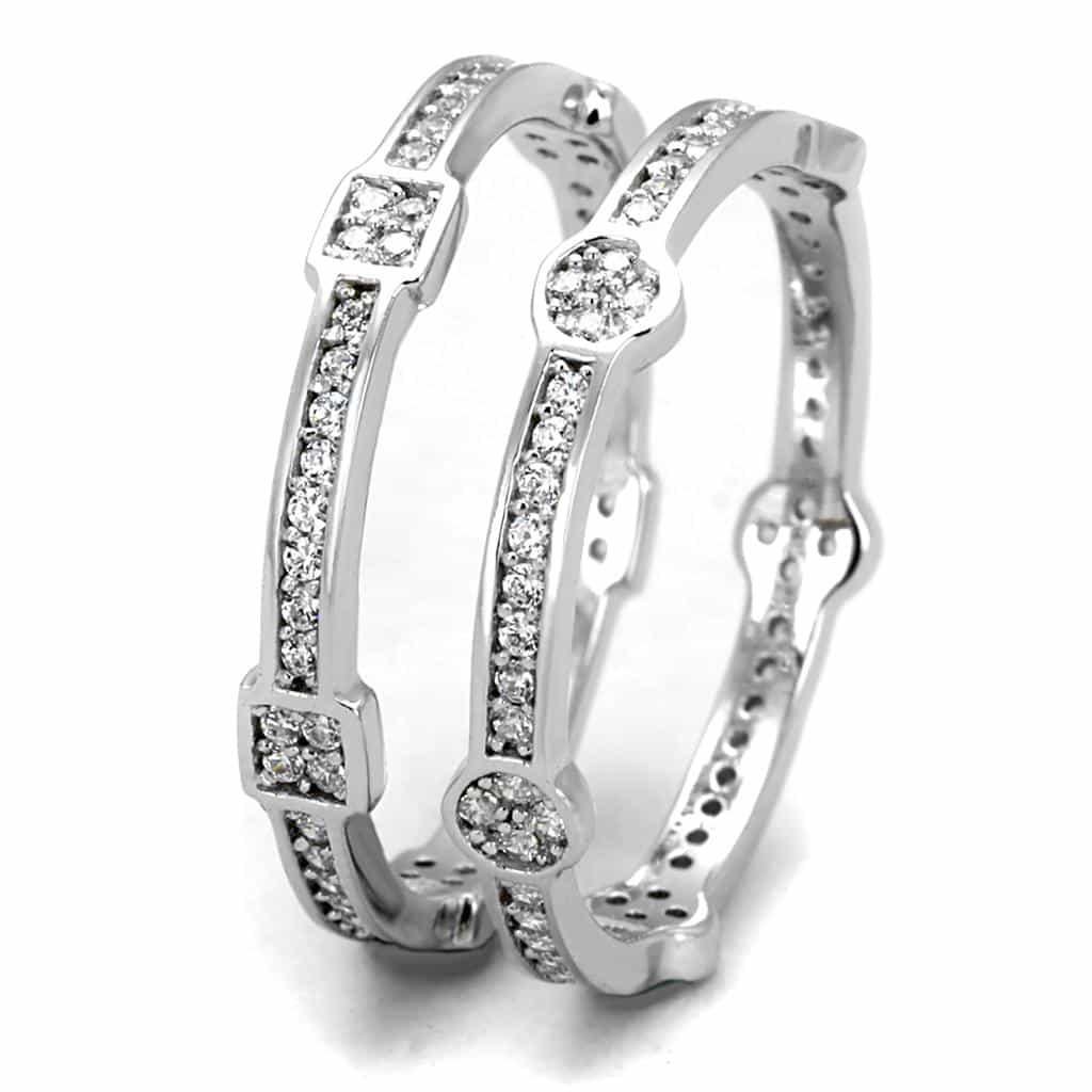 Sterling Silver CZ Bezel Station Band Bangle Ring view 9