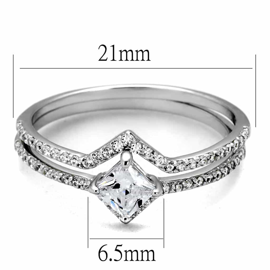 Sterling Silver CZ Pear Solitaire Split Shank Pave Ring view 7