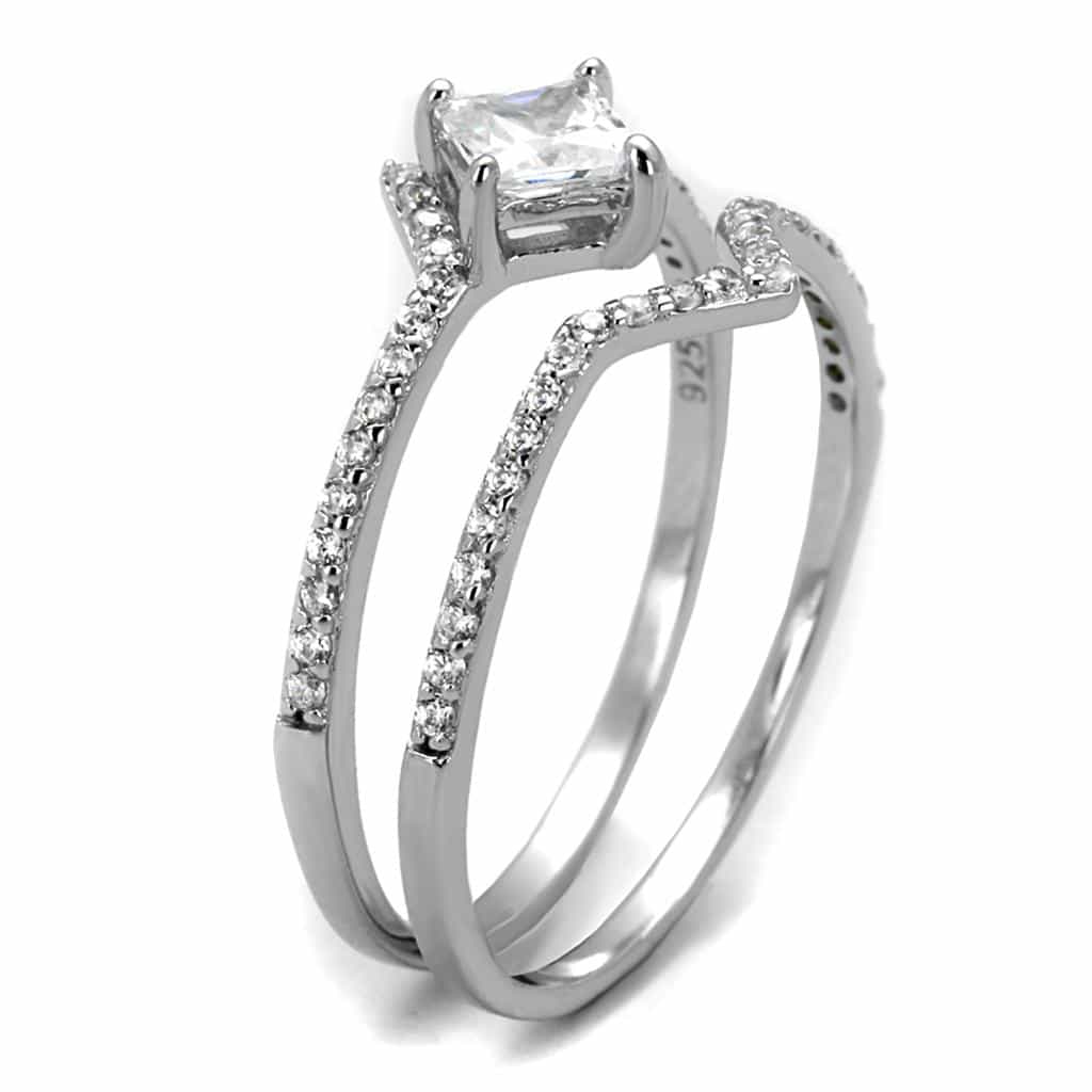 Sterling Silver CZ Pear Solitaire Split Shank Pave Ring view 9