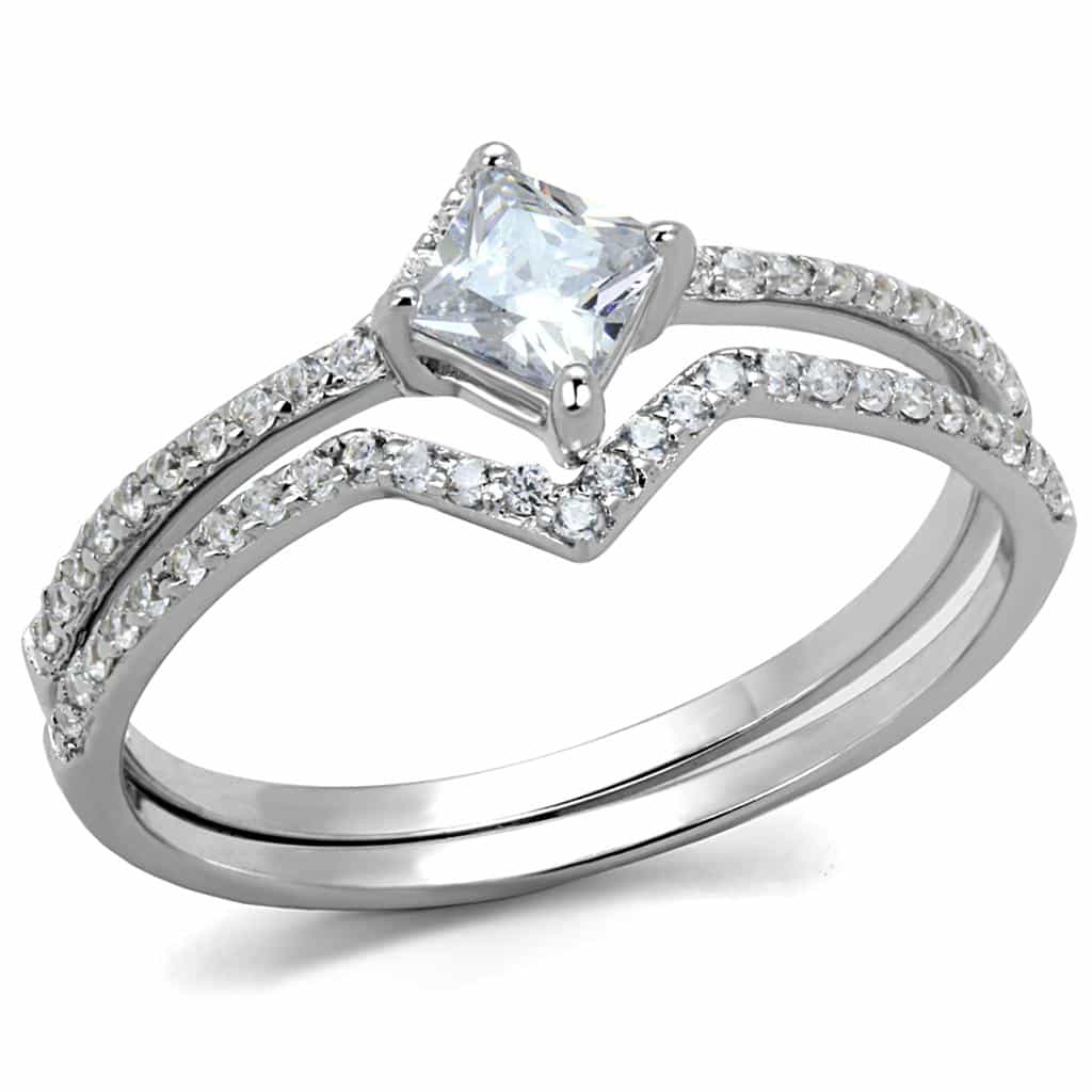 Sterling Silver CZ Pear Solitaire Split Shank Pave Ring view 10