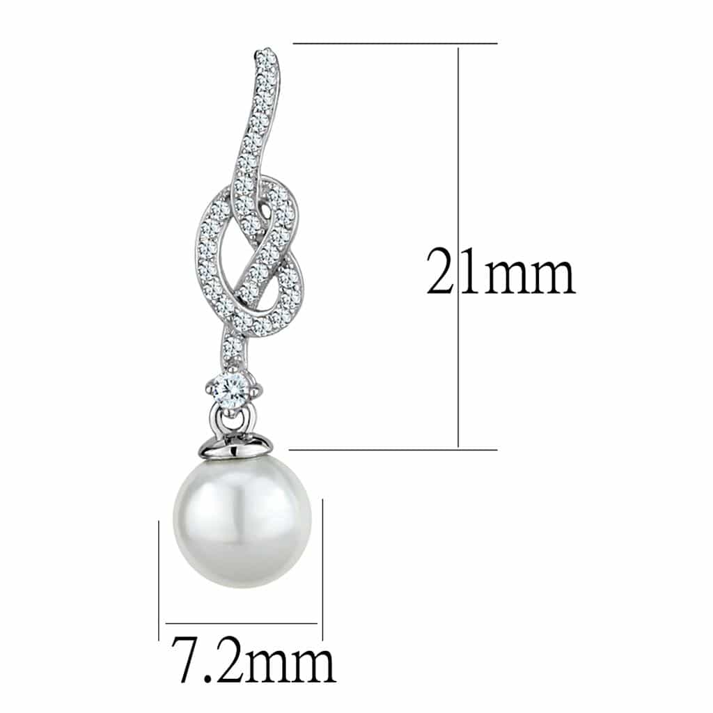 Sterling Silver CZ Infinity Twist Pearl Drop Earrings view 2