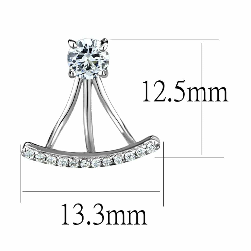 Sterling Silver CZ Triangle Modern Jacket Stud Earrings view 2