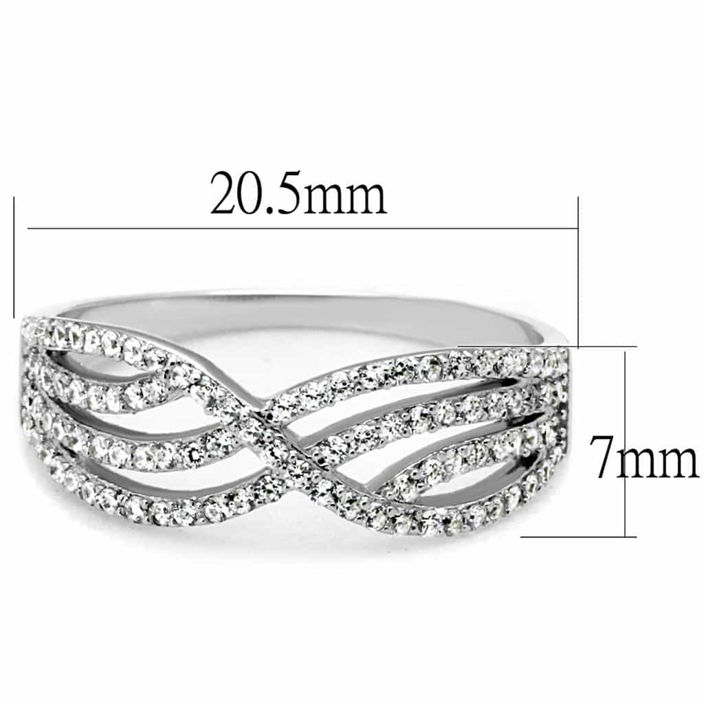 Sterling Silver CZ Pave X Crossover Infinity Wide Ring view 7