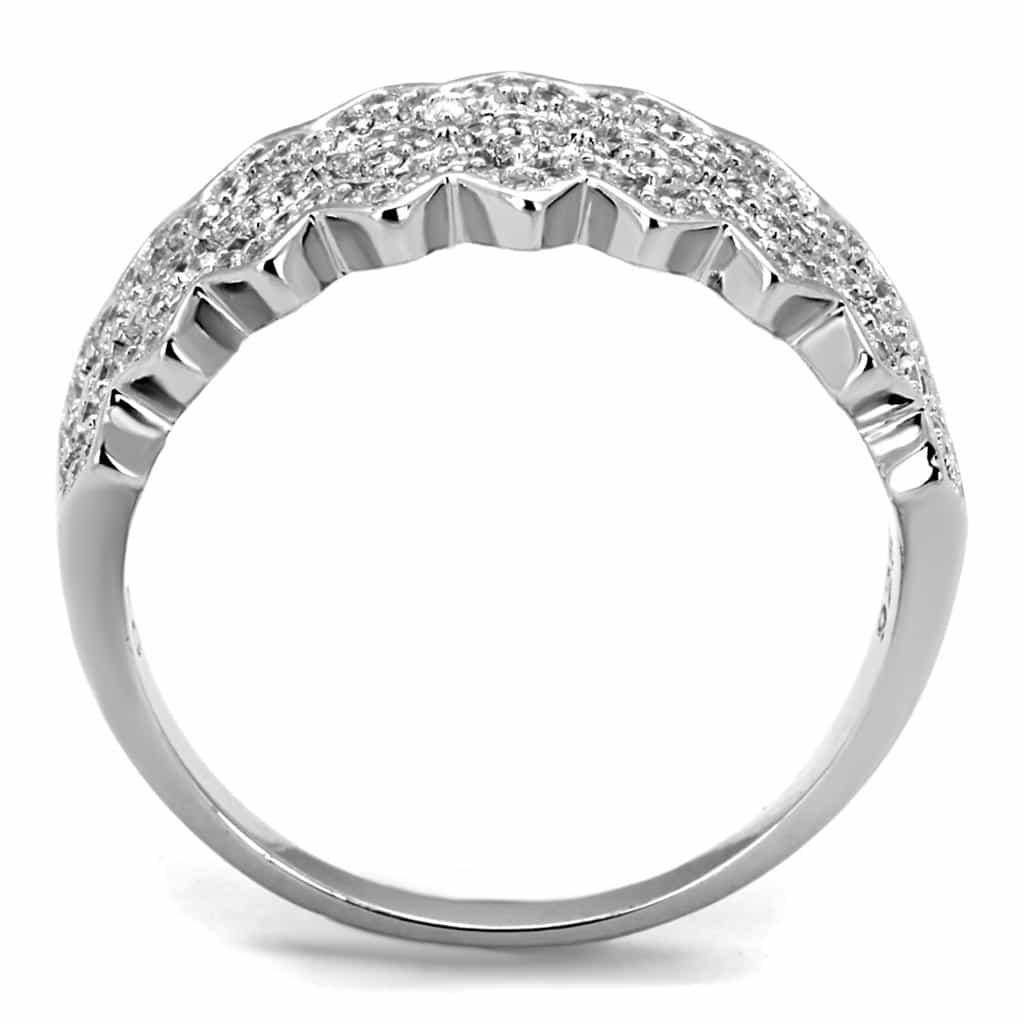 Sterling Silver CZ Pave Zigzag Crown Wide Ring view 8