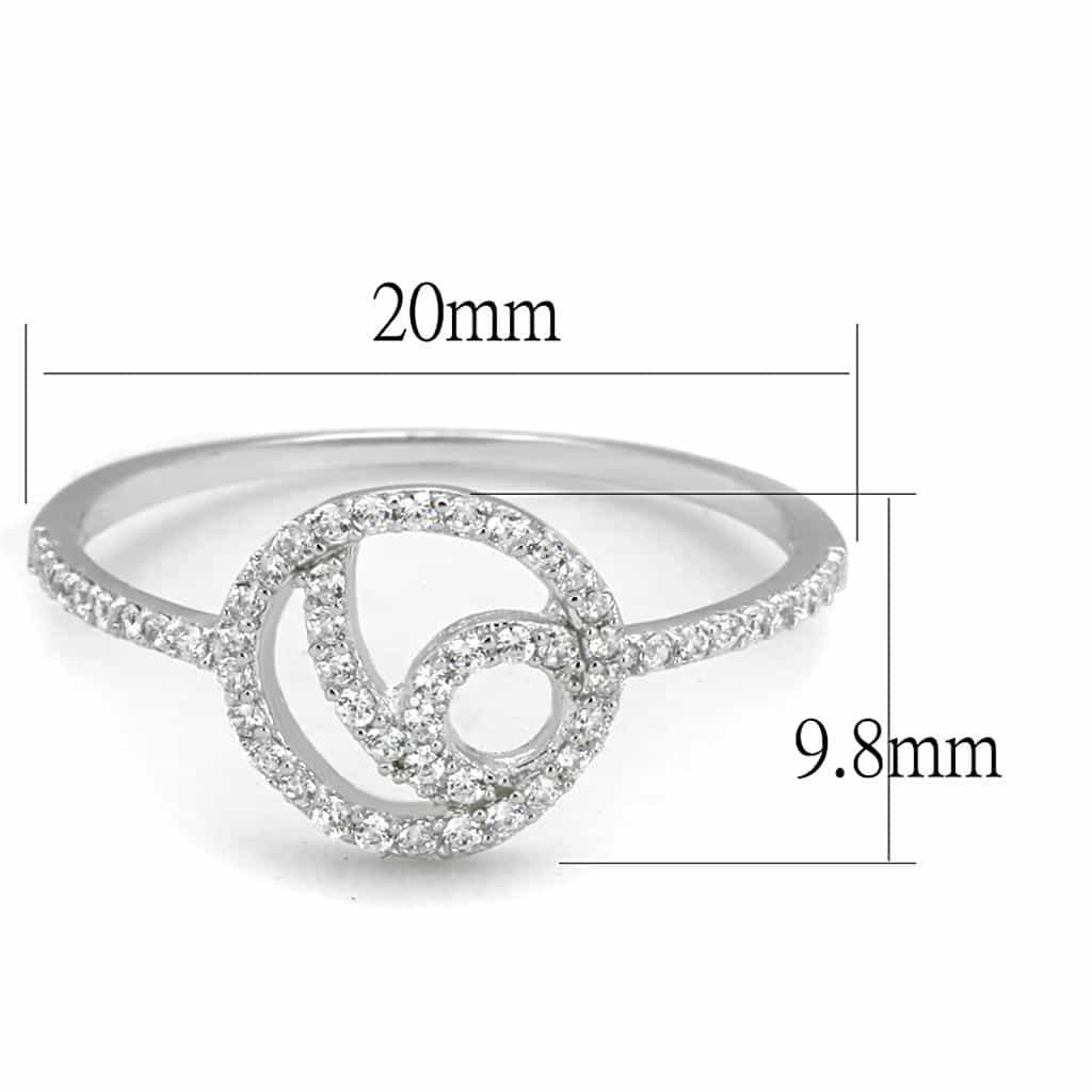 Sterling Silver CZ Pave Love Knot Swirl Ring view 7