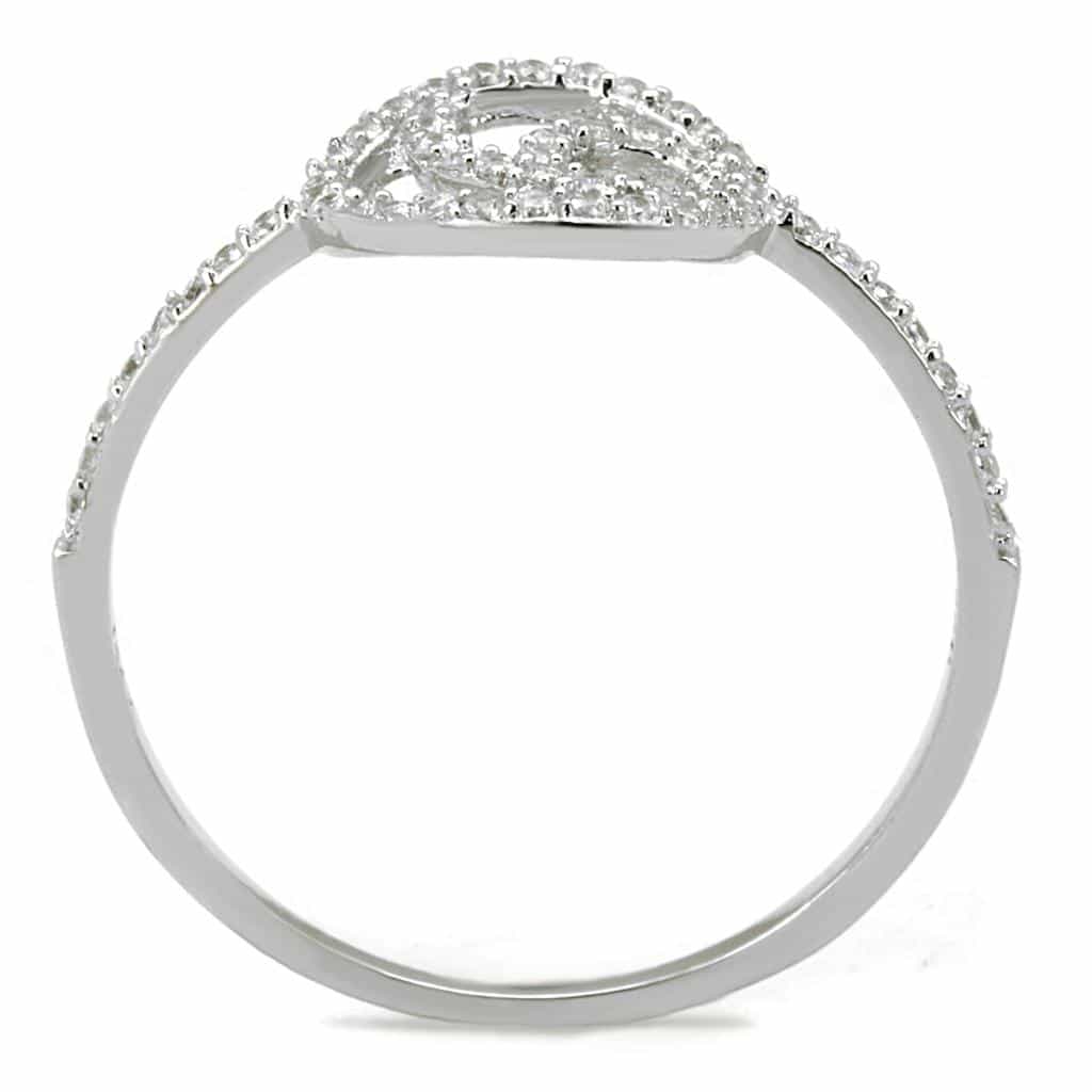 Sterling Silver CZ Pave Love Knot Swirl Ring view 8