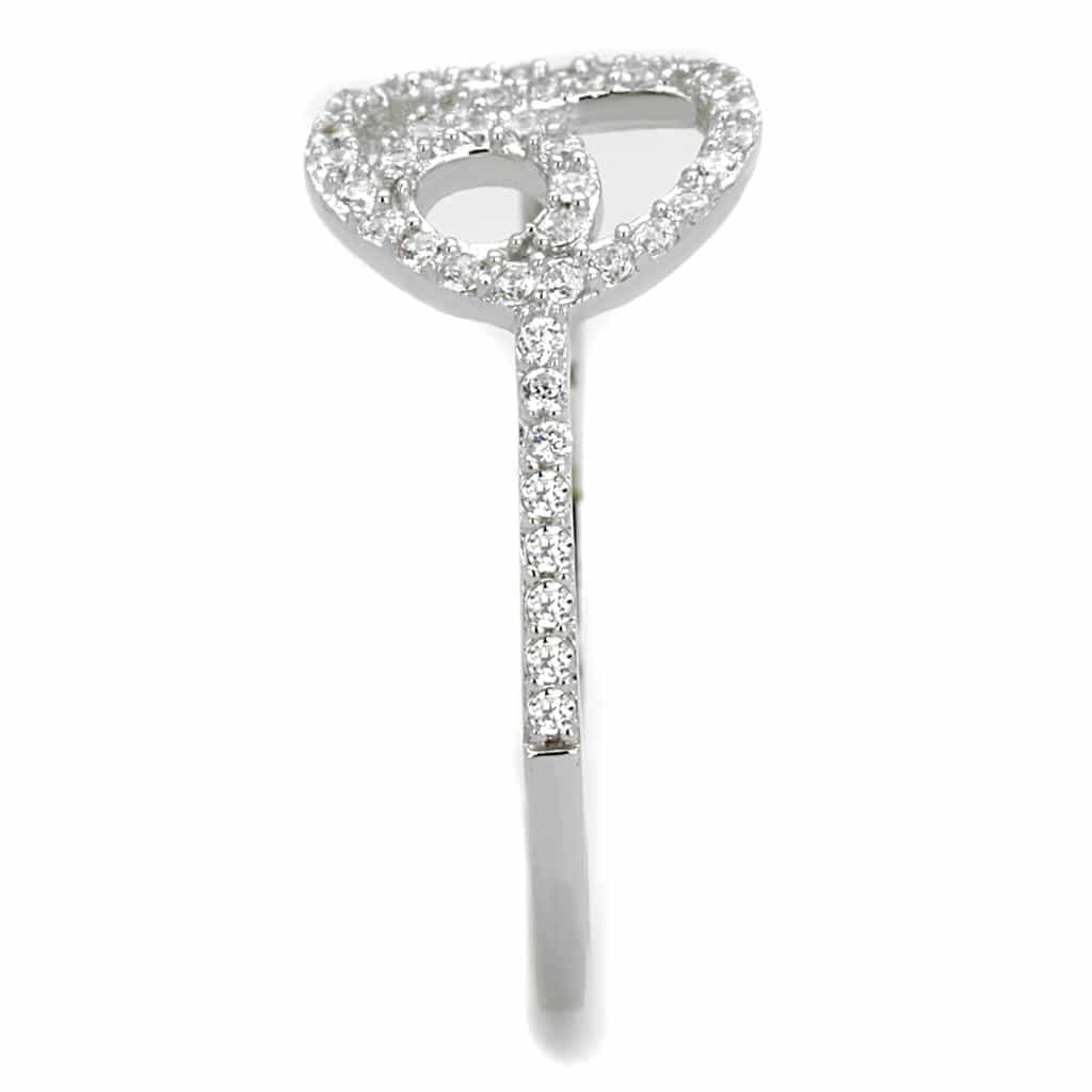 Sterling Silver CZ Pave Love Knot Swirl Ring view 9
