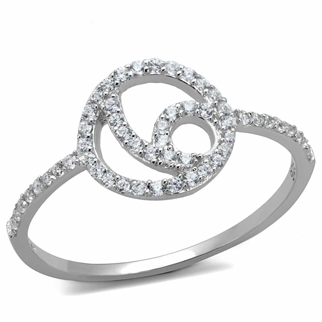 Sterling Silver CZ Pave Love Knot Swirl Ring view 5