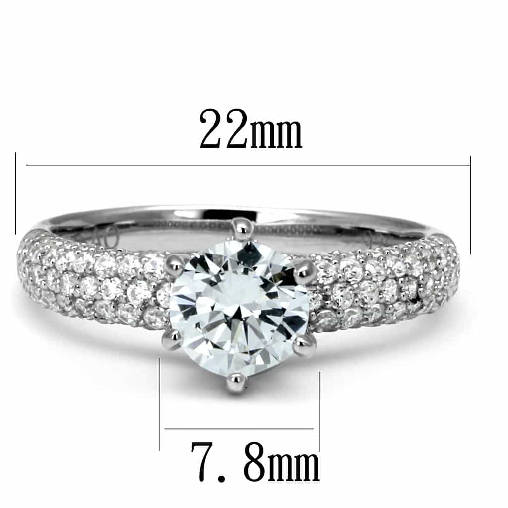 Sterling Silver CZ Round Multi Row Pave Six Prong Ring view 2