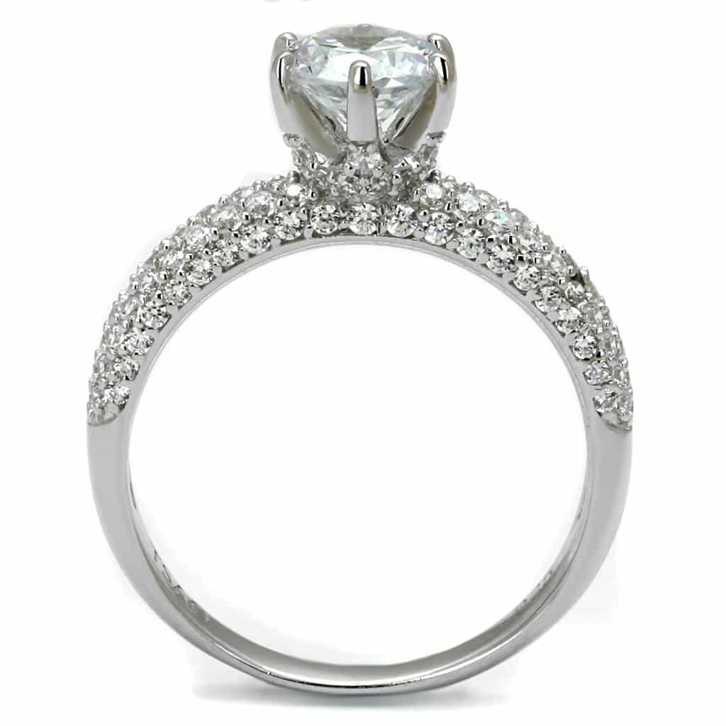 Sterling Silver CZ Round Multi Row Pave Six Prong Ring view 8