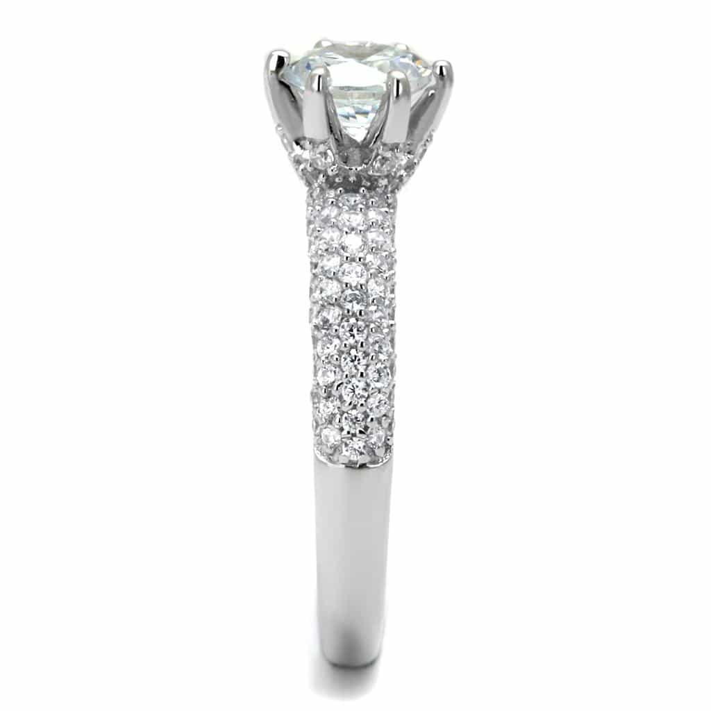 Sterling Silver CZ Round Multi Row Pave Six Prong Ring view 4