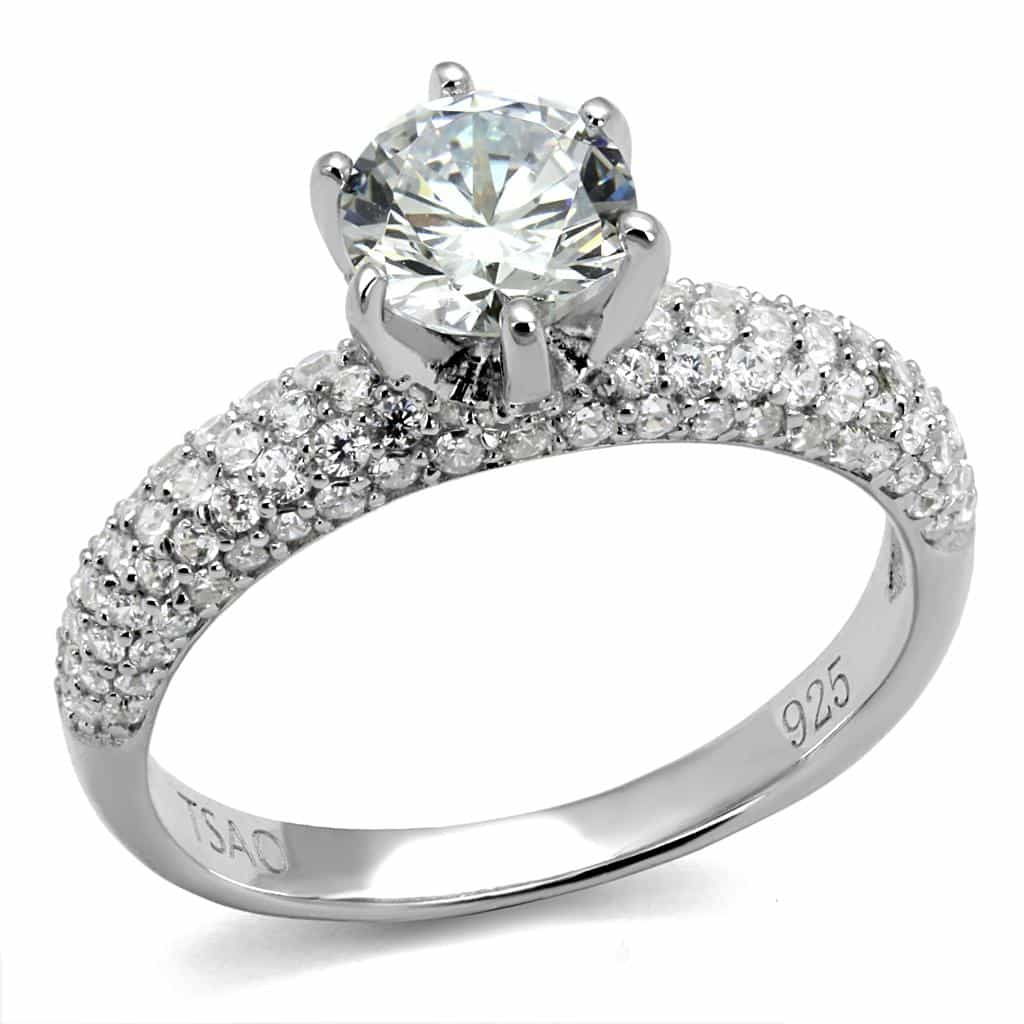 Sterling Silver CZ Round Multi Row Pave Six Prong Ring view 10
